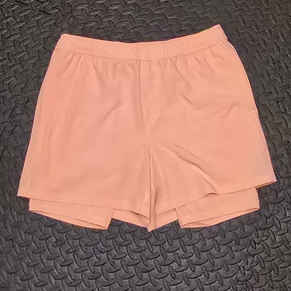 🔥 NEW! DSG Men's 2-in-1 Agility Shorts - Peach (M) - Level Up Your Workout! 💪